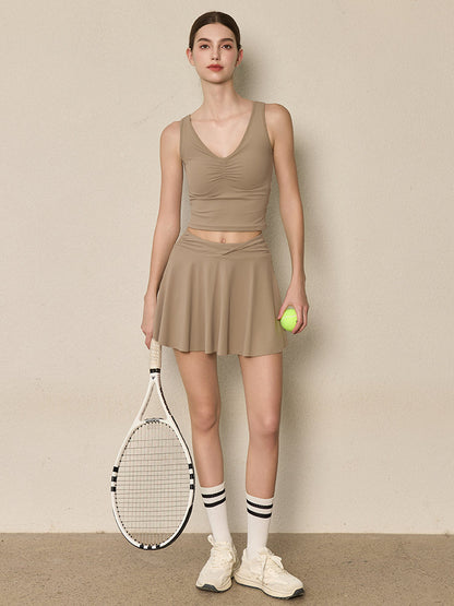 美背 Vネック 幅広ストラップ ヨガ タンクトップ