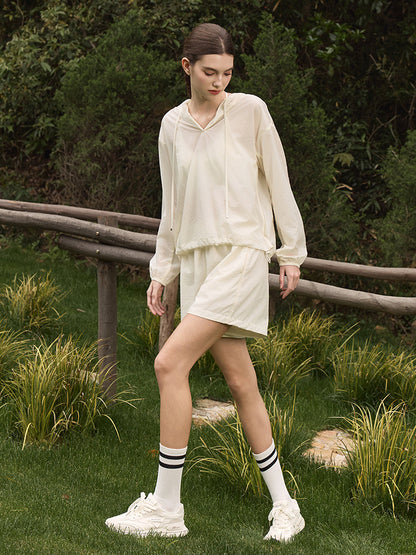 夏用 UVカット 軽量 ルーズフィット パーカー