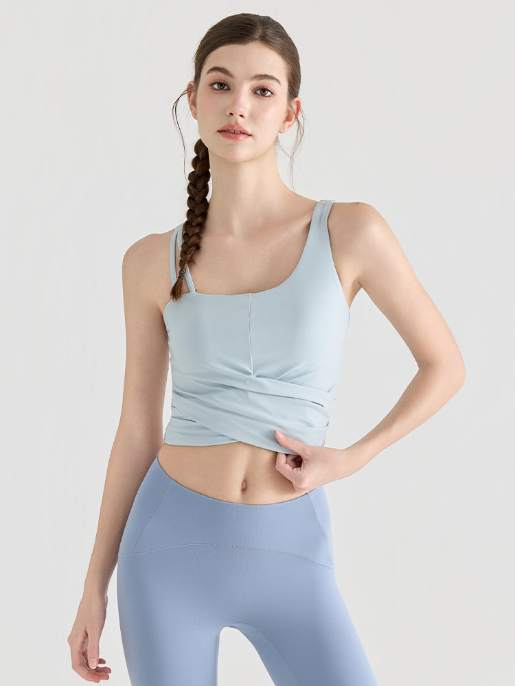 裾ツイスト アシンメトリー 美背スポーツブラ